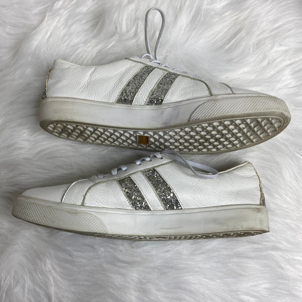 Kaanas White Silver Glitter Stripe Sneaker Size 8‎